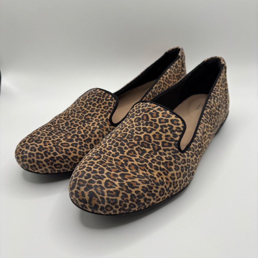 Clarks Collection Loafers Womens 8.5W Brown Leopard Print Animal Print Flats